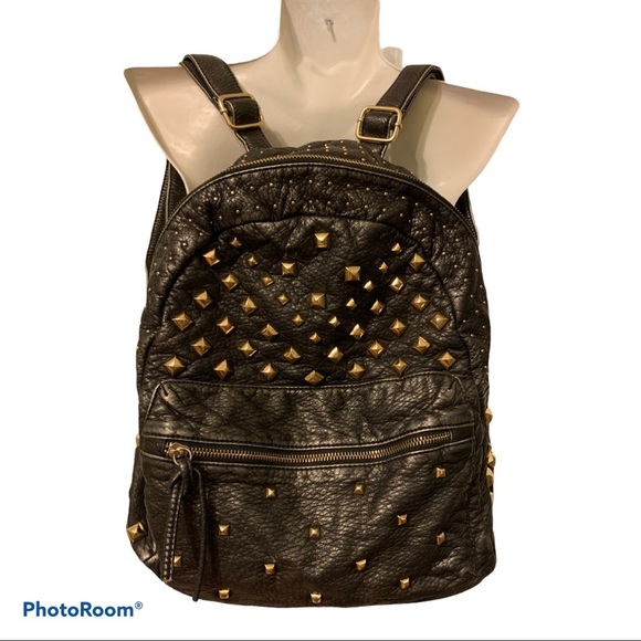 Aldo Handbags - Aldo Leather-look Black Gold Studded Backpack Purse